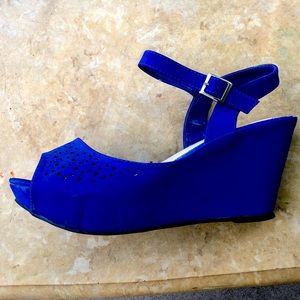 Cobalt blue faux suede platforms